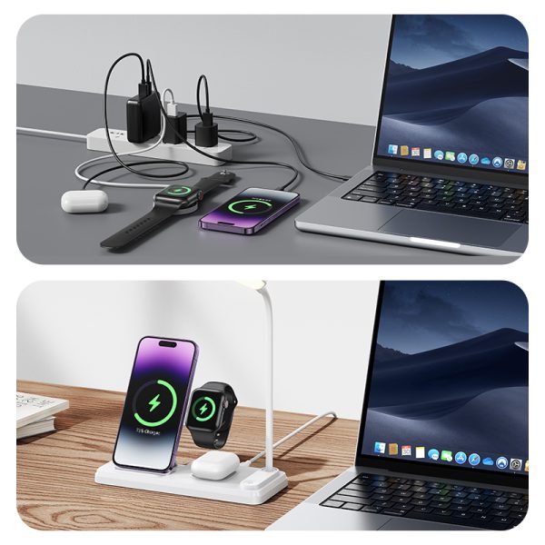 Usams US-CD195 15W 4in1 Wireless Charging Holder with Table Lamp