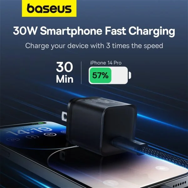 Baseus GaN5S 30W USB-C Port GaN Fast Charger with 100W Charging Cable