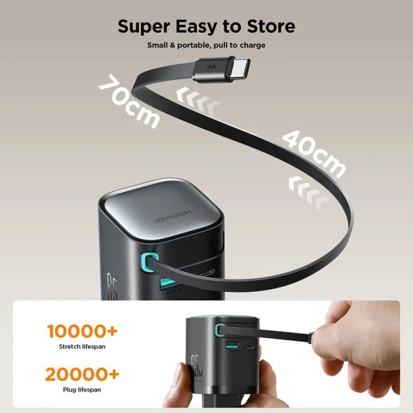 Joyroom JR-TCL02 GaN 65W Charger with Retractable Cable