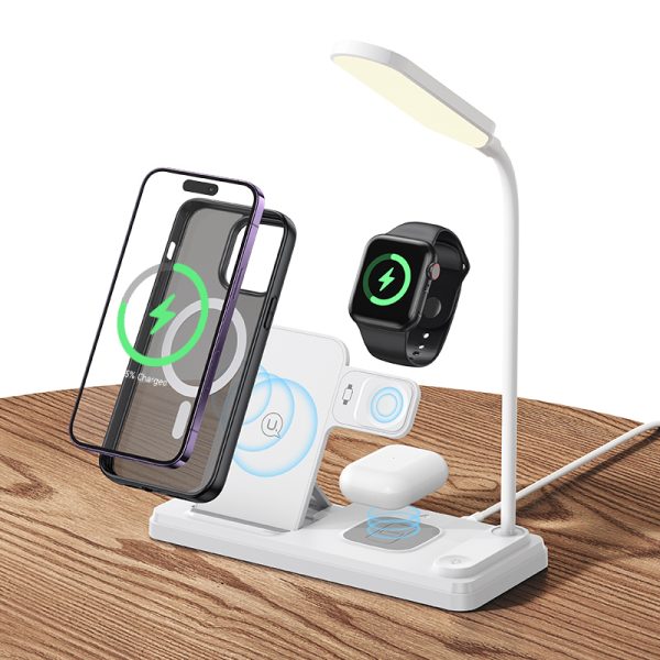 Usams US-CD195 15W 4in1 Wireless Charging Holder with Table Lamp