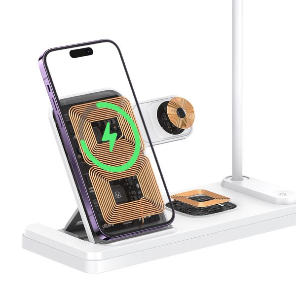 Usams US-CD195 15W 4in1 Wireless Charging Holder with Table Lamp