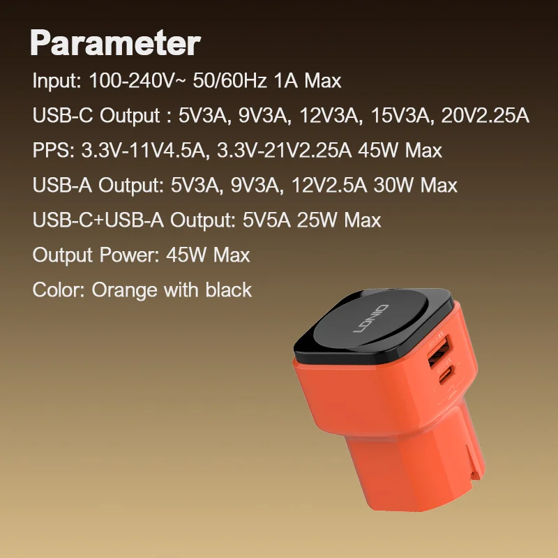 LDNIO Q2420 45W 2-Port Universal Charger