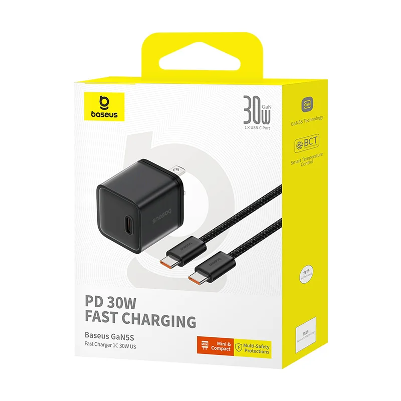 Baseus GaN5S 30W USB-C Port GaN Fast Charger with 100W Charging Cable
