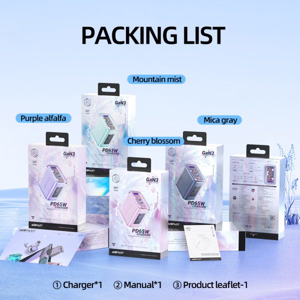 ACEFAST A47 Crystal Series PD 65W GaN3 Wall Charger