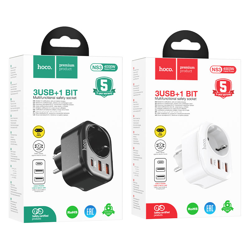 Hoco NS3 Multifunctional Socket Including 1C+2A PD20W Ports
