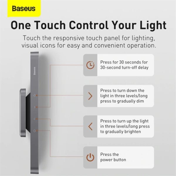 Baseus Magnetic Rechargeable Touch LED Lamp with Dimming Control