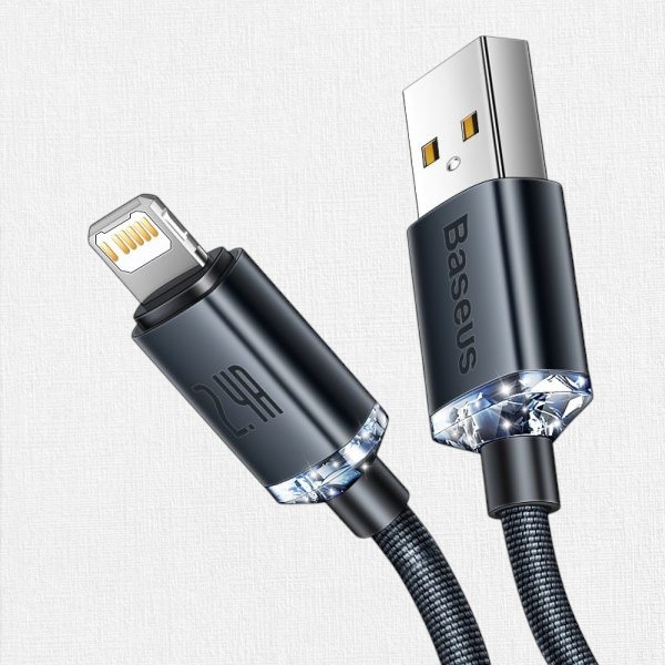 BASEUS Crystal Shine Series 2.4A Fast Charging USB to iP Data Cable 1.2m
