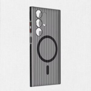 Wavy Pattern Anti-Slip Bumper Magnetic Wireless Charging matte Case for Samsung Galaxy S24 Ultra,S25 Ultra