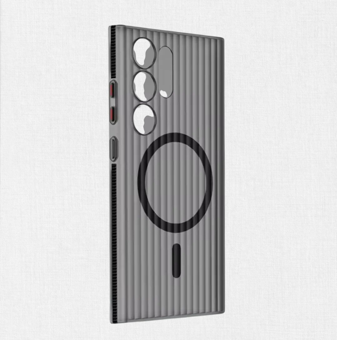 Wavy Pattern Anti-Slip Bumper Magnetic Wireless Charging matte Case for Samsung Galaxy S24 Ultra,S25 Ultra