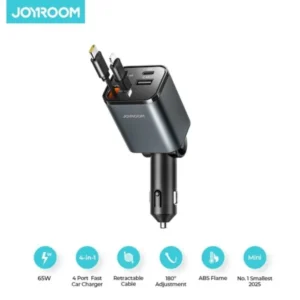 65W 4-in-1 Retractable Cable Car Charger