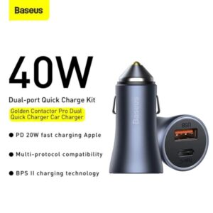 BASEUS Golden Contactor Pro Dual Port U+C 40W Fast Car Charger