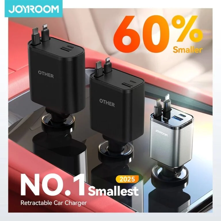 65W 4-in-1 Retractable Cable Car Charger