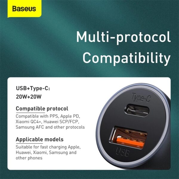 BASEUS Golden Contactor Pro Dual Port U+C 40W Fast Car Charger