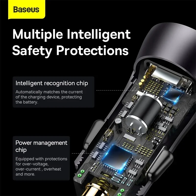 Baseus Golden Contactor Max 60W Dual Fast Charger Car Charger