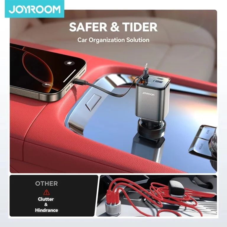 65W 4-in-1 Retractable Cable Car Charger