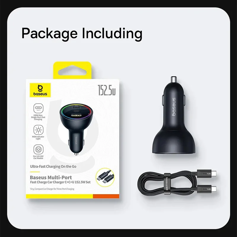 Baseus 152.5W Multi-Port Fast Charging Car Charger