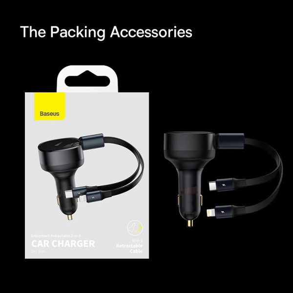Baseus Enjoyment Retractable 2-in-1 30W Car Charger