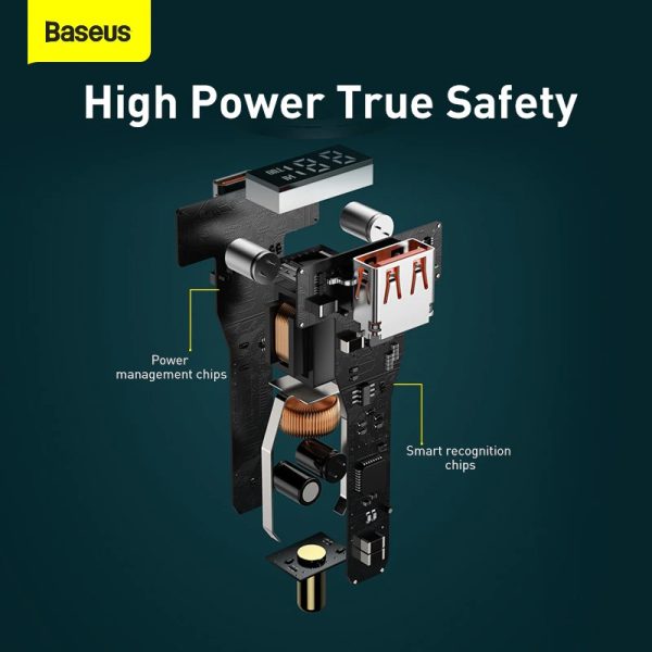BASEUS Superme Digital Display USB+Type C Dual Port 100W Car Charger