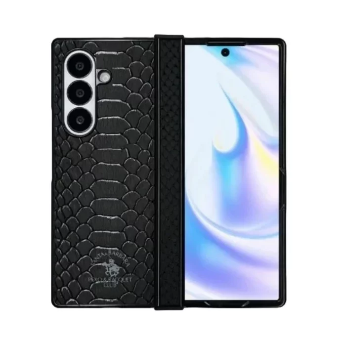 Santa Barbara Knight Series Leather Protective Shell with Hinge Protection Samsung Galaxy Z Fold 6 / 7 – Black